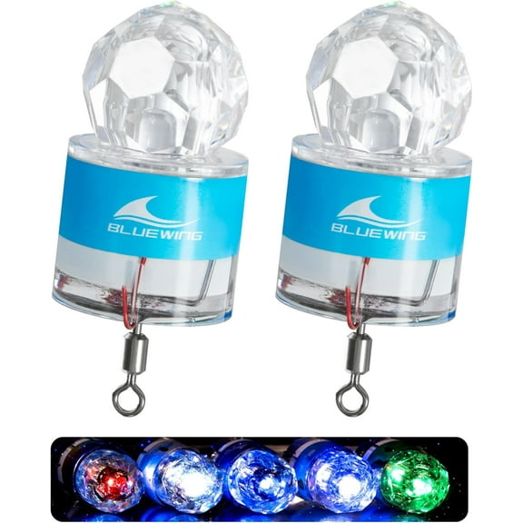 BLUEWING 2pcs Club Deep Drop Light Diamond Fishing Light Water Activate LED Swordfish Light Underwater Fishing Flasher Lamp, Blue