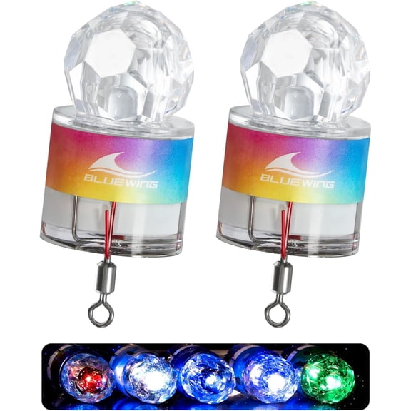 BLUEWING 2pcs Club Deep Drop Light Diamond Fishing Light Water Activate LED Swordfish Light Underwater Fishing Flasher Lamp, Disco