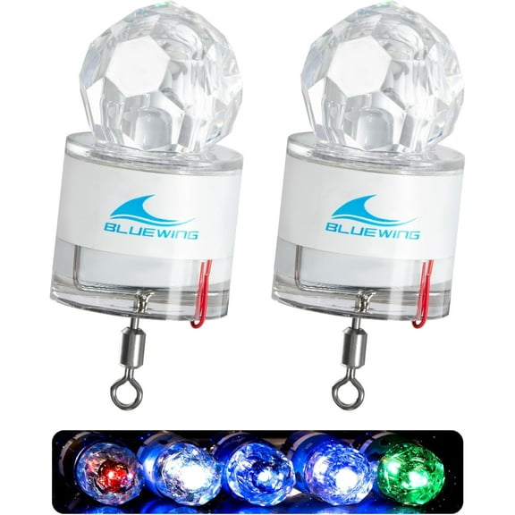 BLUEWING 2pcs Club Deep Drop Light Diamond Fishing Light Water Activate LED Swordfish Light Underwater Fishing Flasher Lamp, White