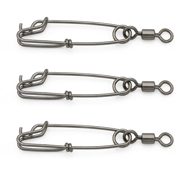 BLUEWING 2pcs Quick High Strength Long Line Clip with Barrel Swivel Saltwater Corrosion Resistance Snaps Swivels Lock 661lbs