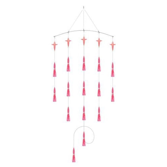 BLUEWING 36" Spreader Bar Wave 9in Baits Bulb Squids and 5.28in Trolling Birds Spreader Bar for Offshore Trolling, Pink