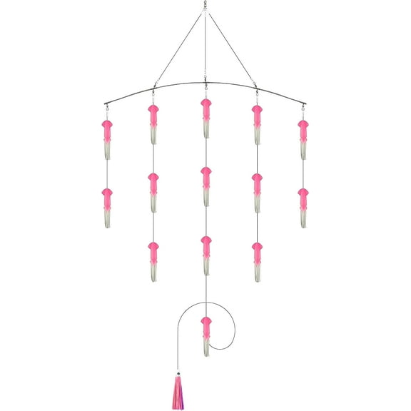 BLUEWING 36in Fishing Soft Squid Spreader Bar Offshore Fishing Spreader Bar with 6in Soft Squid and Big Game Trolling Lure for Wahoo Tuna Marlin Mahi Mahi, Pink