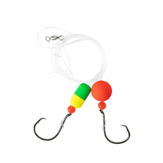 BLUEWING 3Pcs Pompano Rigs for Surf Fishing Pre-Rigged Fishing Rigs with Floats, High-Low High Carbon Steel Circle Hooks Saltwater Fishing Tackle, 2/0