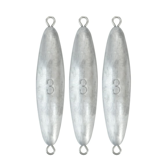 BLUEWING 3oz Torpedo Sinker 3pcs Fishing Weight Sinkers Saltwater Bullet Lead Fishing Sinkers Double Ringed Fishing Weights for Bottom Fishing