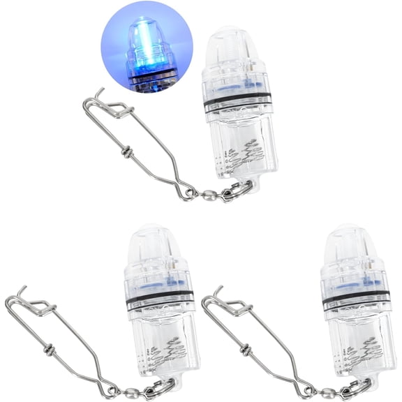 BLUEWING 3pcs Fishing Deep Drop Light with Stainless Steel Swivel and Clip Deep Sea Fishing Light 2000 ft Underwater Fish Attracting Lamp for Swordfish, Tuna, Grouper, 4.3", Blue