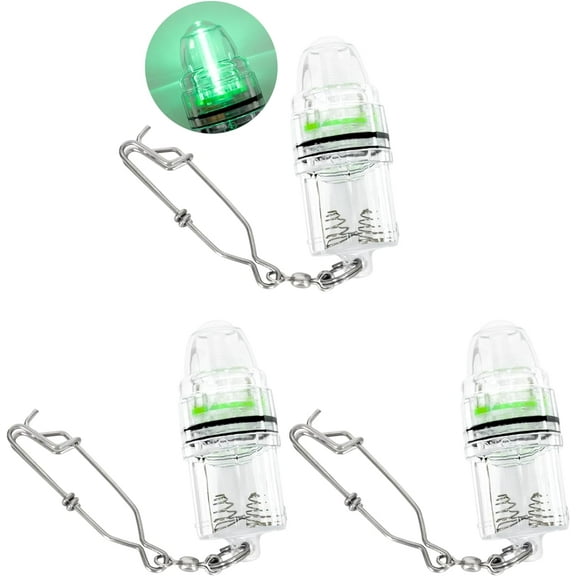 BLUEWING 3pcs Fishing Deep Drop Light with Stainless Steel Swivel and Clip Deep Sea Fishing Light 2000 ft Underwater Fish Attracting Lamp for Swordfish, Tuna, Grouper, 4.3", Green