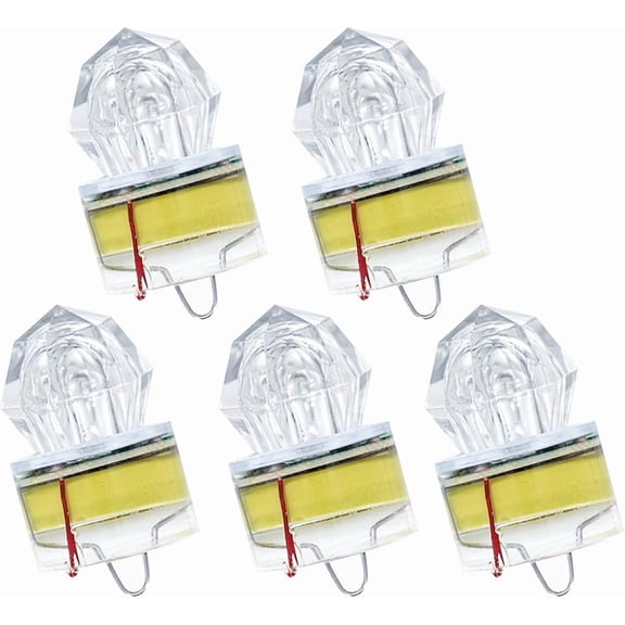 BLUEWING 5 Pack LED Deep Drop Lights Diamond Fishing Lights Underwater Flasher Water Activate LED Lighted Fishing Lures Fishing Flashers for Swordfish, Tilefish, Halibut, Tuna, Grouper, Disco