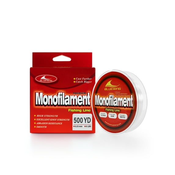 BLUEWING 500 yd Monofilament Fishing Line 500 Yard Spool Invisible Thin Diameter Fishing String 500-yards Mono Fishing Line, 0.28mm 10LB 500YD, Clear