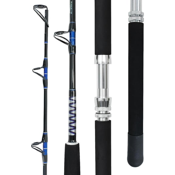 BLUEWING 6’0” Bluewater Trolling Fishing Rod 1pc Fiberglass Trolling Fishing Rod with Stainless Steel Guides Moderate Fast Action, 30-50lbs