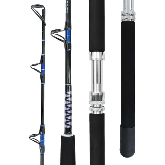 BLUEWING 6’0” Bluewater Trolling Fishing Rod 1pc Fiberglass Trolling Fishing Rod with Stainless Steel Guides Moderate Fast Action, 80-130lbs