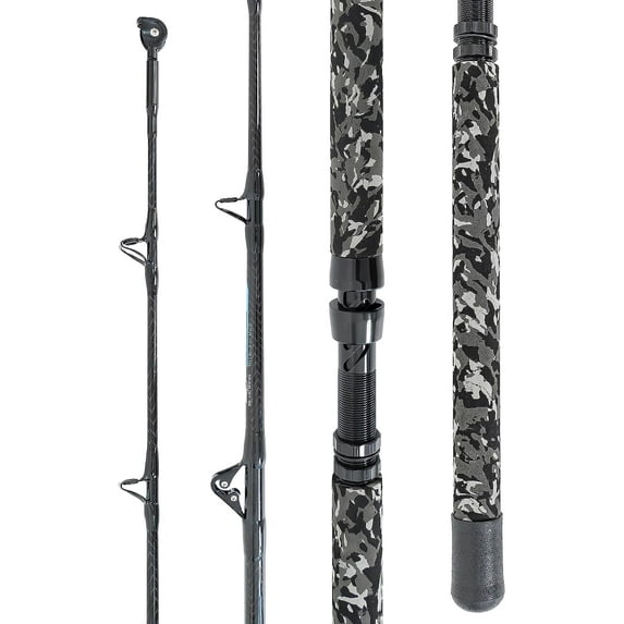 BLUEWING 6’0” Ghost Trolling Fishing Rod 1pc Fiberglass Solid Trolling Fishing Rod with Stainless Steel Guides Moderate Fast Action, 50-80lbs