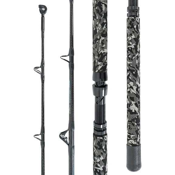 BLUEWING 6’0” Ghost Trolling Fishing Rod 1pc Fiberglass Solid Trolling Fishing Rod with Stainless Steel Guides Moderate Fast Action, 80-130lbs