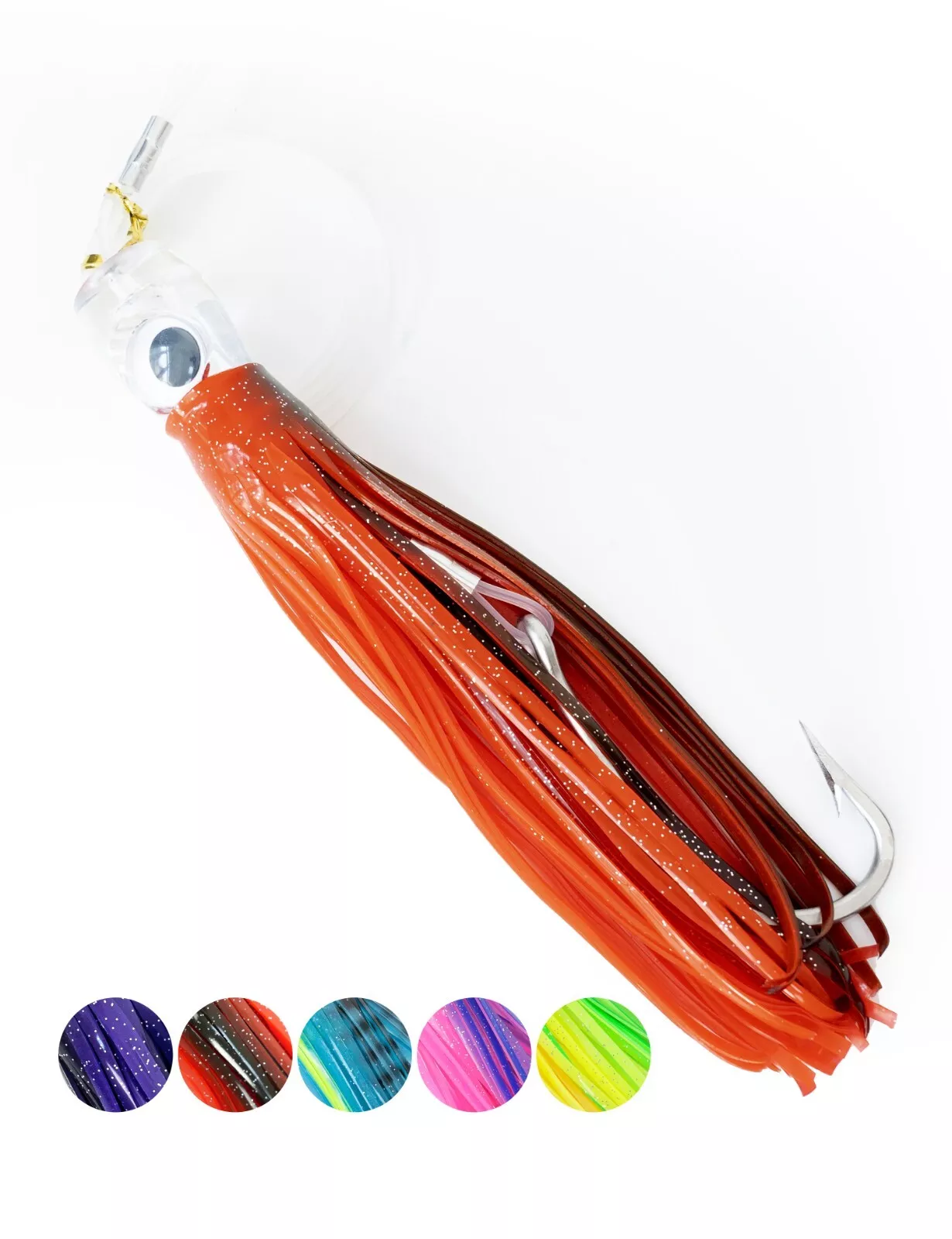BLUEWING 6in Big Game Trolling Lure 1pc Deep Sea Fishing Lures Tuna Lures with Stainless Steel Hook, Black/ Red