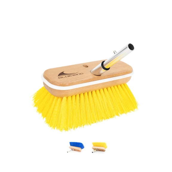 BLUEWING 8in Deck Brush Head with Hard Bristle Marine Scrubbing Washing Brush Outdoor Boat Cleaning Tools, Yellow