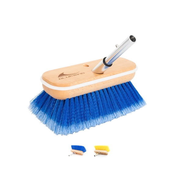 BLUEWING 8in Deck Brush Head with Soft Bristle Marine Scrubbing Washing Brush Outdoor Boat Cleaning Tools, Blue