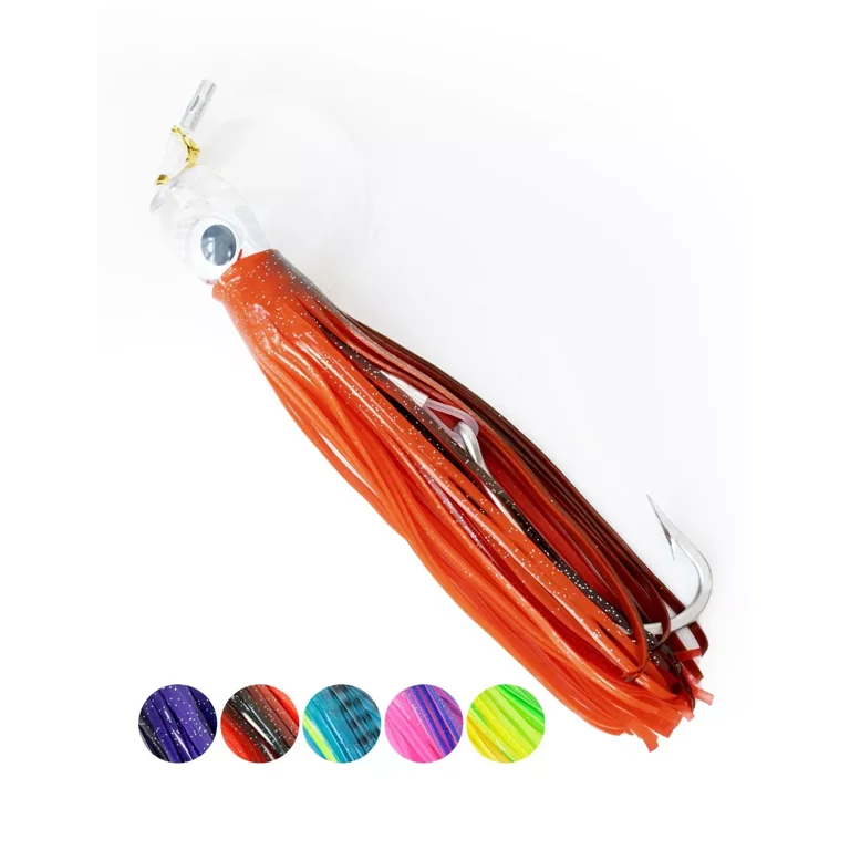big sea fishing lures BLUEWING 9in Big Game Trolling Lure 1pc Deep Sea Fishing Lures Tuna Lures  with Stainless Steel Hook, Black/ Red