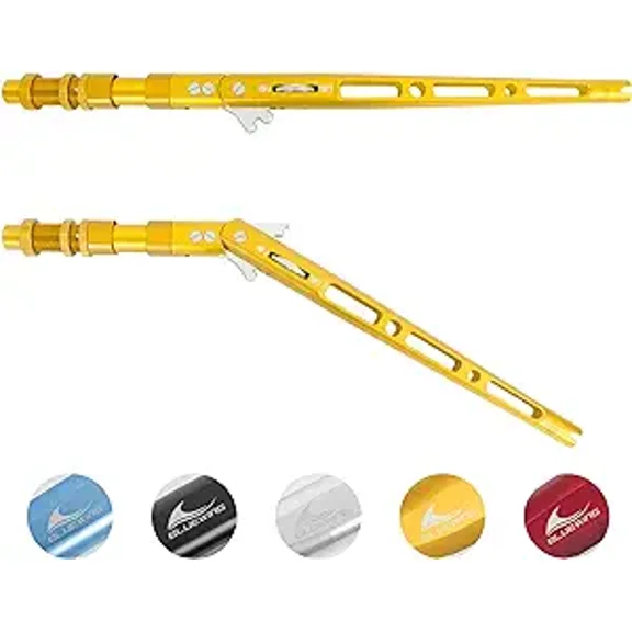 BLUEWING Adjustable Bent Rod Butt Heavy Duty Aluminum Alloy Rod Butt with Adjustable Angles at 0°, 30°, and 60° for Offshore Fishing, Up to 800lb Test, #4 Long Gold