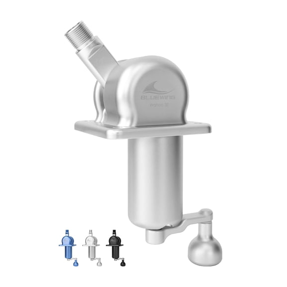BLUEWING Aluminum Alloy Antenna Mount Wahoo 38 with 0°-90° Adjustable Angle Roof Top Antenna Mount Base for Fishing Boat, Silver