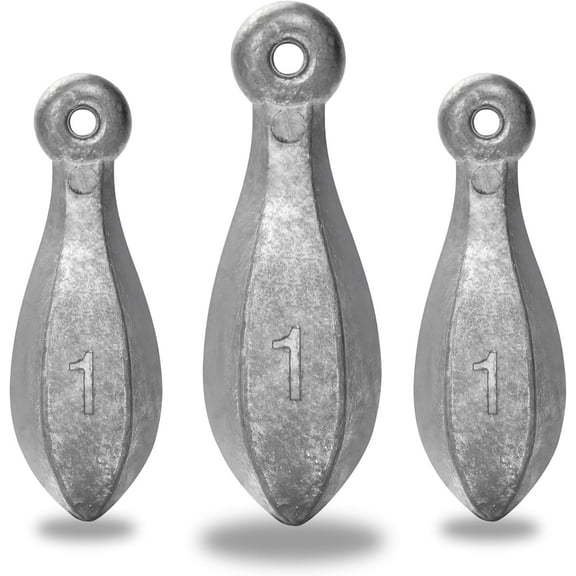 BLUEWING Bank Sinker 1LB Box Fishing Sinkers Weights Saltwater Streamlined Fishing Sinkers Bullet Lead Fishing Weights, 1oz, 14pack