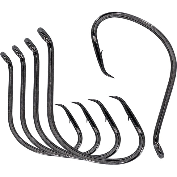 BLUEWING Bent Eye Offset Circle Hooks Fishing Hooks High Carbon Steel Fishing Hooks Extra Sharp Fish Hooks for Freshwater Saltwater Fishing, Size 6/0, 25pcs