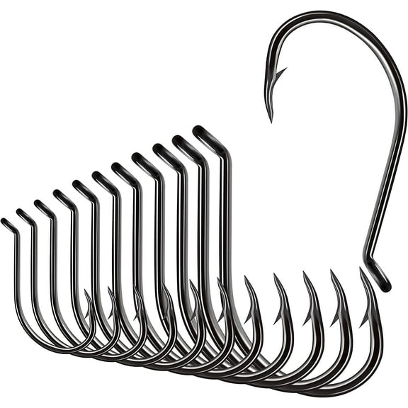 BLUEWING Bent Eye Offset Live Bait Hooks Fishing Hooks Cutting Point Hooks High Carbon Steel Hooks Extra Sharp Fish Hooks for Freshwater Saltwater Fishing, Size 2/0, 25pcs