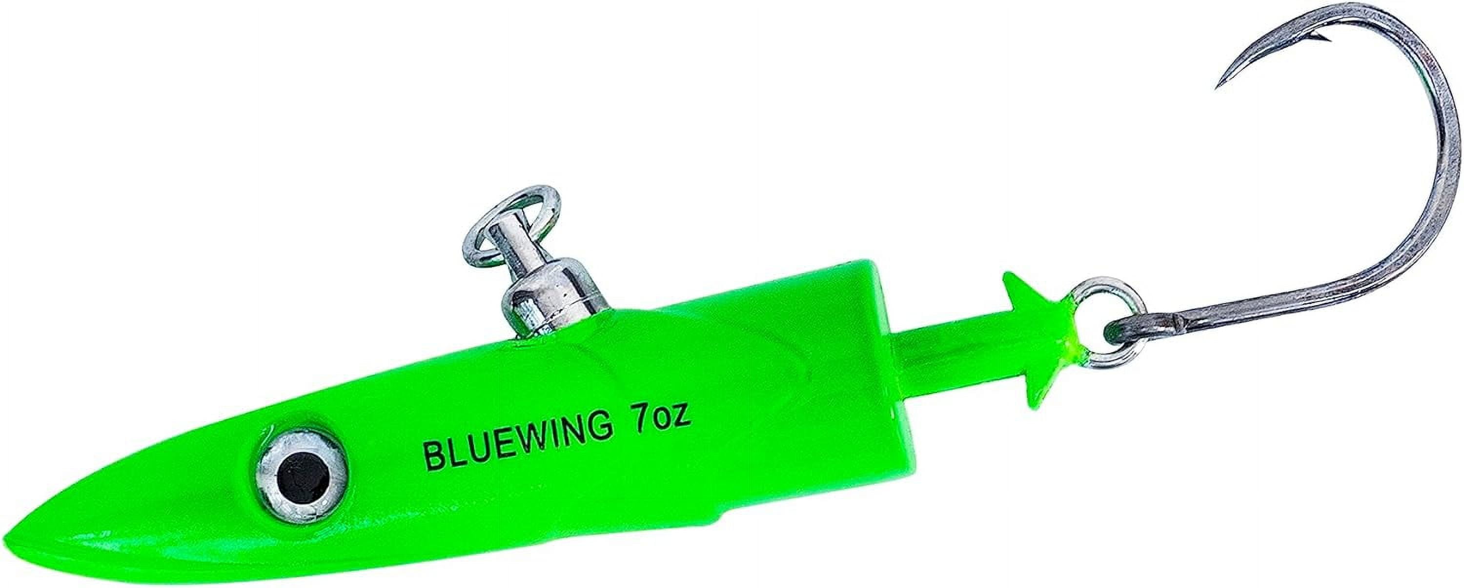 BLUEWING Big Game Jig Head with High Strength Stainless Steel Ball Bearing Swivel and High Carbon Steel Hook 1pc Saltwater Fishing Lures Lead Head Fishing Jig, Green 4oz