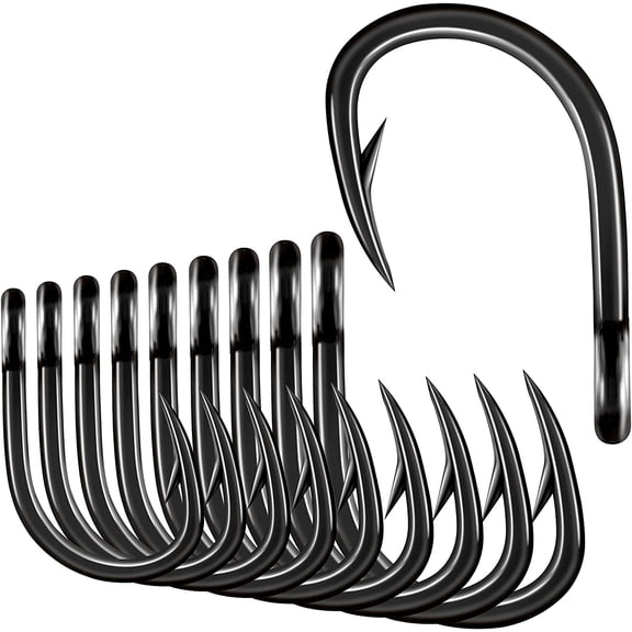 BLUEWING Big Game Live Bait Hooks Cutting Point Fishing Hooks High Carbon Steel Hooks Extra Sharp Fish Hooks for Freshwater Saltwater Fishing, Size 1/0, 25pcs