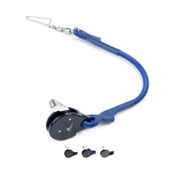 BLUEWING Blue Water Outrigger Line Lock PRO Hard-Anodized Aluminum Alloy Halyard Lock Pulley, Single Blue