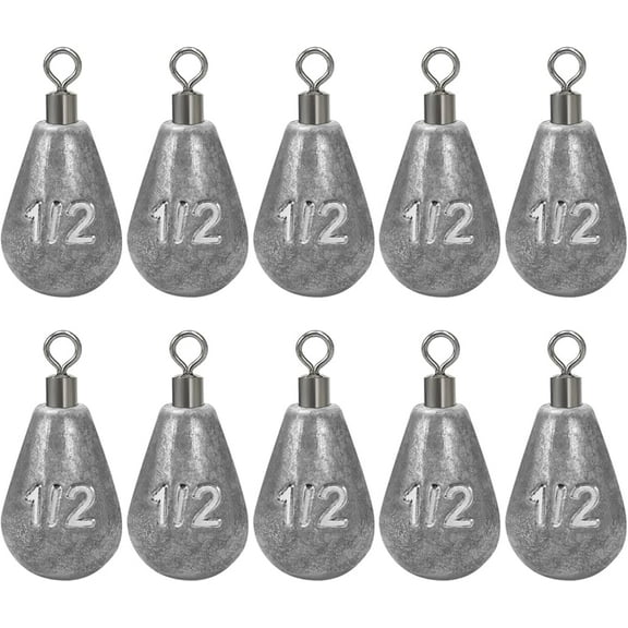 BLUEWING Casting Swivel Bell Sinkers Fishing Weights Sinkers Dipsey Sinker with Brass Swivel 1/2oz Lead Weights Saltwater Fishing Sinkers 10pcs