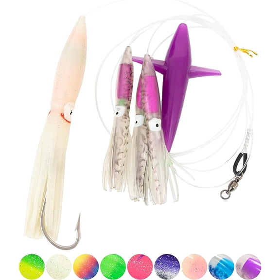 BLUEWING Daisy Chain Big Game Daisy Bird Bulb Squid Trolling Bird Tuna Lures Fishing Teasers for Marlin Sailfish Fishing Crystal Purple