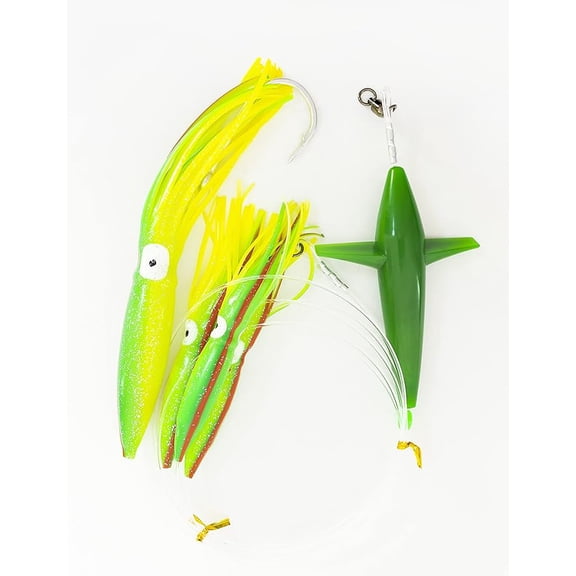 BLUEWING Daisy Chain Big Game Daisy Bird Bulb Squid Trolling Bird Tuna Lures Fishing Teasers for Marlin Sailfish Fishing Yellow/ Green