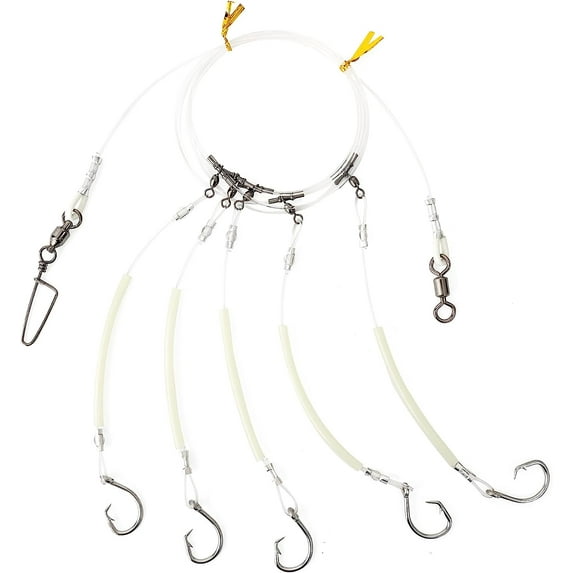 BLUEWING Deep Drop Rig with Glow Tubes 1pc Snapper, Tilefish Rig with stainless steel hooks, barrel swivel, chafe, 250lbs 2/0