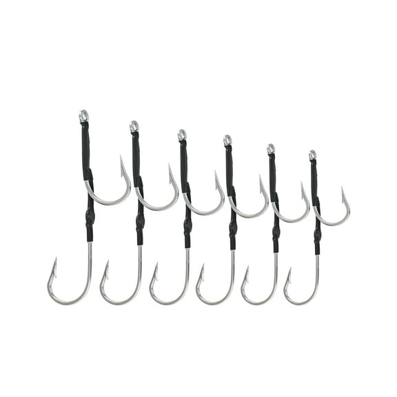 BLUEWING Double Rigged SS Southern Bend Hookset 2pcs Stainless Steel Double Hooks Big Game Fishing Hook with Rubber Tube for Saltwater Fishing, Size 13/0