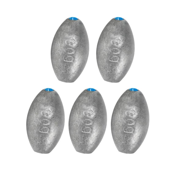 BLUEWING Egg Sinkers Oval Shaped Fishing Weight Lead Sinker for Saltwater Freshwater Fishing,3 oz, 5pcs