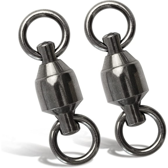 BLUEWING Fishing Ball Bearing Swivels Saltwater Tackles with High Strength Solid Welded Rings Fish Swivels Snaps Black Nickel Coated 134lbs, 50pcs