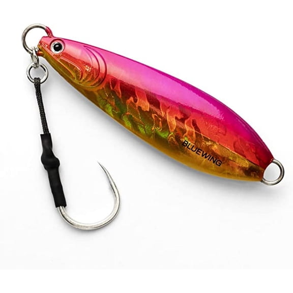BLUEWING Fishing Lures Saltwater Fishing Lures Vertical Jigs for Saltwater Fish, Slow Fall Pitch Fishing Lures with Hook, 200g Pink/Gold