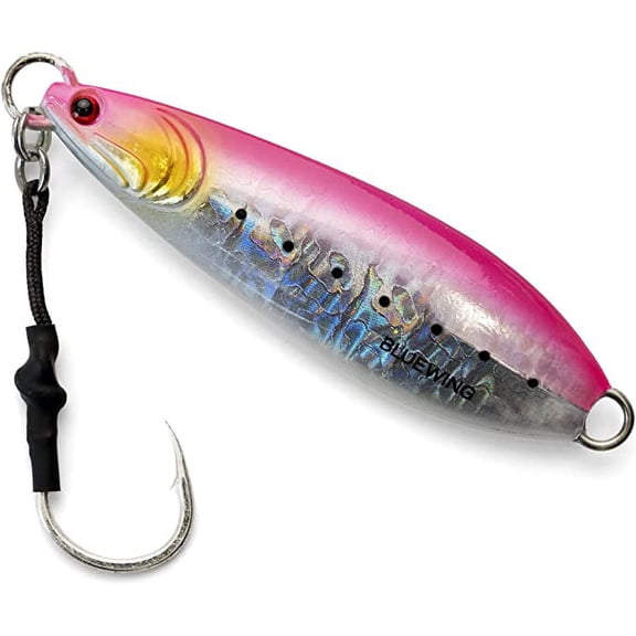 BLUEWING Fishing Lures Saltwater Fishing Lures Vertical Jigs for Saltwater Fish, Slow Fall Pitch Fishing Lures with Hook, 250g Pink