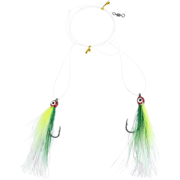 BLUEWING Fishing Rigs HI-LO Rig 3D Eyes with Flash Series Bucktail Mylar Flash Teaser Rig Snapper Rig with Stainless Steel Hook Green