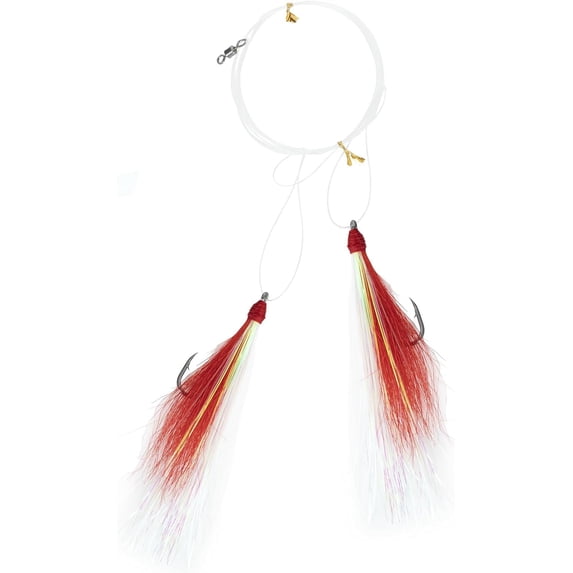 BLUEWING Fishing Rigs HI-LO Rig Bucktail Flash Series Bucktail Mylar Flash Teaser Rig Snapper Rig with Stainless Steel Hook Red