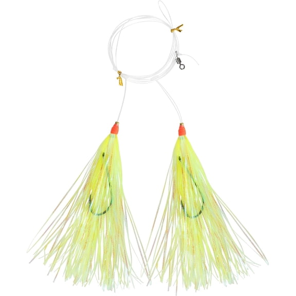 BLUEWING Fishing Rigs Mylar Flash HI-LO Rig Bucktail Mylar Flash Teaser Rig Snapper Rig with Stainless Steel Hook Chartreuse
