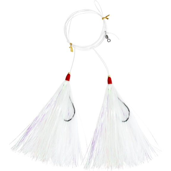 BLUEWING Fishing Rigs Mylar Flash HI-LO Rig Bucktail Mylar Flash Teaser Rig Snapper Rig with Stainless Steel Hook White