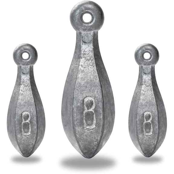 BLUEWING Bank Sinker 5LB Box Fishing Weights Sinkers Saltwater Bullet Lead Weights Sinkers, 8oz - 10pack