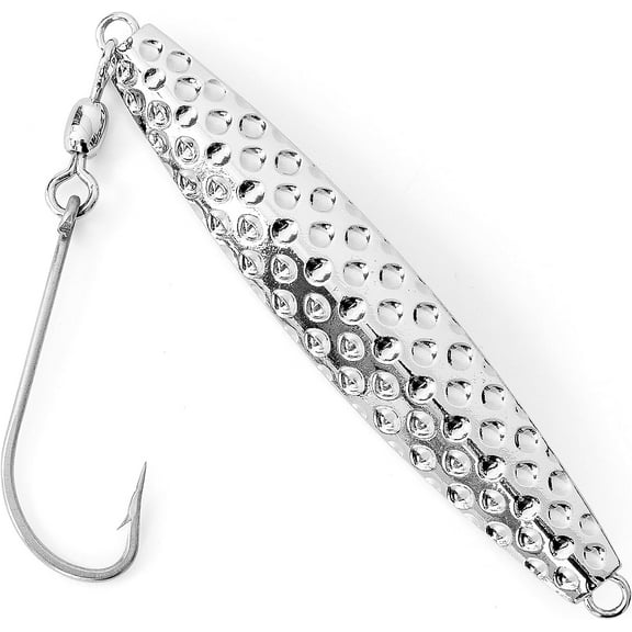 BLUEWING Hammered Diamond Jig 1pc Fishing Jig Saltwater Fishing Lures Deep Sea Sinking Fishing Baits with Stainless Steel Hook, Chrome 3oz