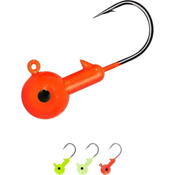 BLUEWING Jig Heads 10pcs Fishing Jigs with High Carbon Steel Hook Swimbait Lead Head Jig Lure for Walleye, Bass, Crappie, Snapper, Snook, Inshore Fishing 1/32oz Red