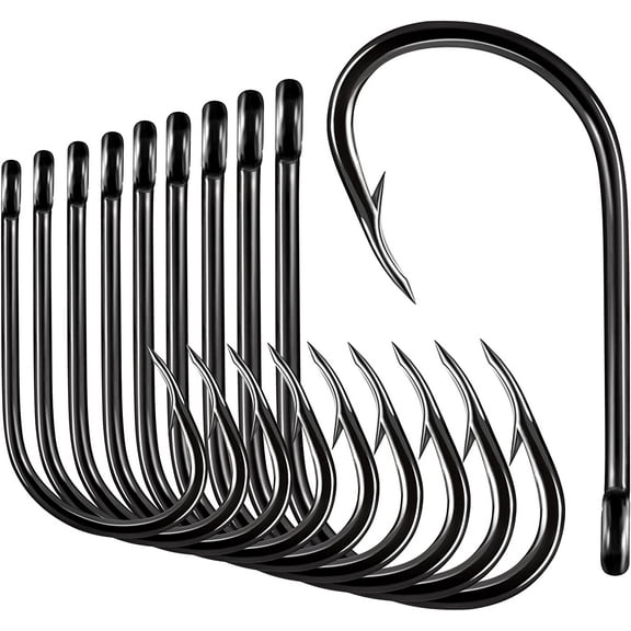 BLUEWING Light Offset Live Bait Hooks Fishing Hooks Cutting Point Hooks High Carbon Steel Hooks Extra Sharp Fish Hooks for Freshwater Saltwater Fishing,Size 1/0, 25pcs