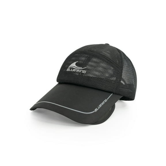BLUEWING Men's Fishing Caps Mesh Back with Innovative Sunshield Design Black