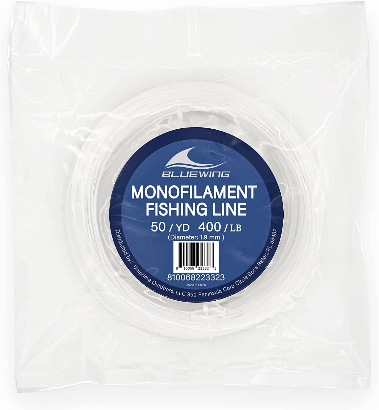 Bluewing Monofilament Fishing Line Clear Invisible Thin Diameter Fishing String Mono Fishing Line, Dia.1.6mm*100YD*300LB, Size: Size10 100yd/ 300lb/