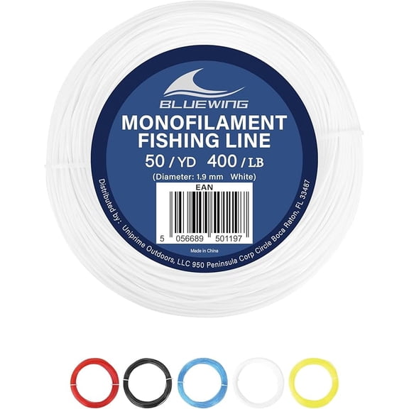 BLUEWING Monofilament Fishing Line Invisible Thin Diameter Fishing String Mono Fishing Line, Dia.1.9mm*50YD*400LB, White