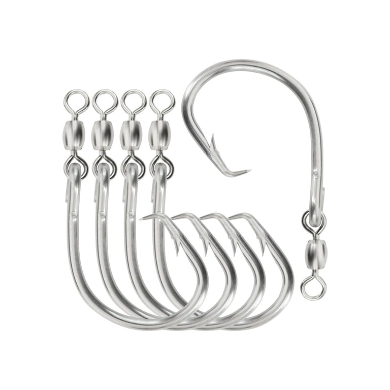 circle fish fishing hooks size 12 0 3-Hook Tilefish Rig - 300lb Main Line - 150lb Snoods - Luminous Crimp Protectors resulting in fewer deep 150PCS Circle Hooks, Strong High