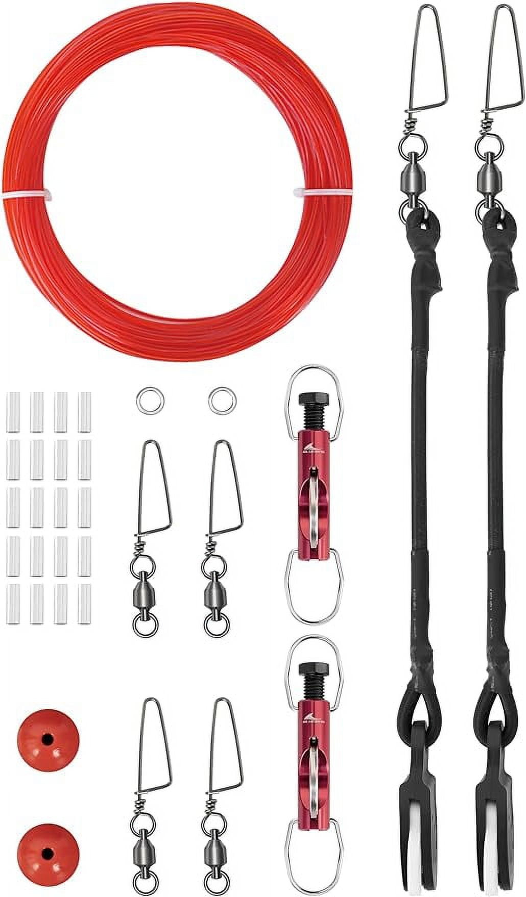 BLUEWING Single Outrigger Rigging Kit AllinOne Kit with 400lb Mono Line, Release Clips, Pulley